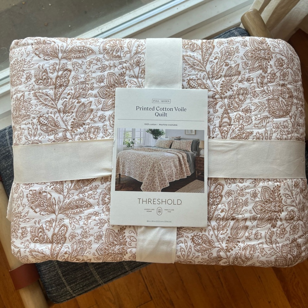 Threshold Floral Cotton Voile Quilt - Brown and Cream